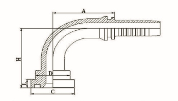 90° SAE 法兰 6000PSI ISO 1215