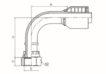 90°美制ORFS内螺纹平面 ISO 121